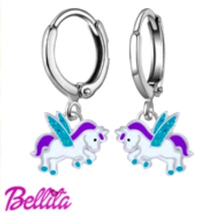 Παιδικά Σκουλαρίκια Bellita Πήγασος – Ασήμι 925 με Γκλίτερ Φτερά