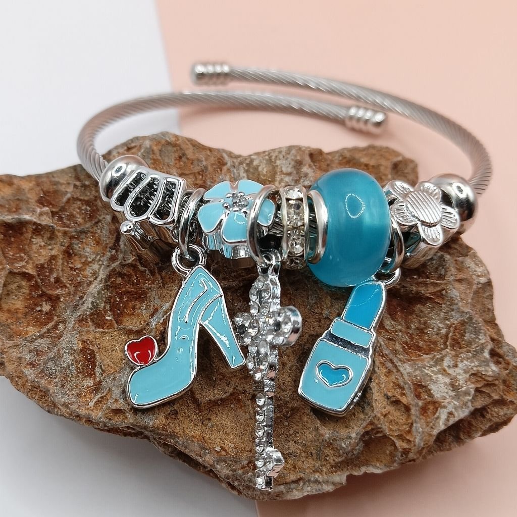 Ατσάλινο βραχιόλι με charms - Image 2