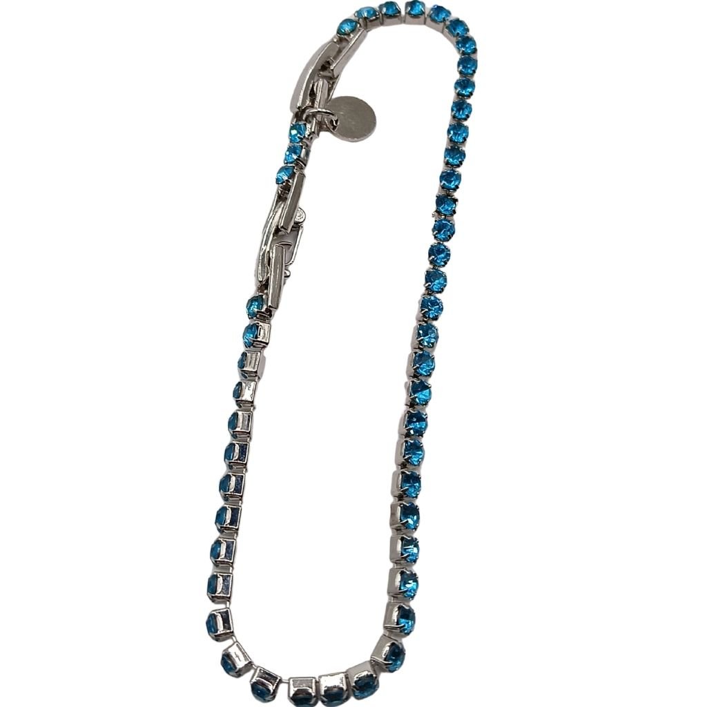 Βραχιόλι Tennis από Ασήμι 925 Επιροδιωμένο με Γαλάζια Ζιργκόν - Image 2