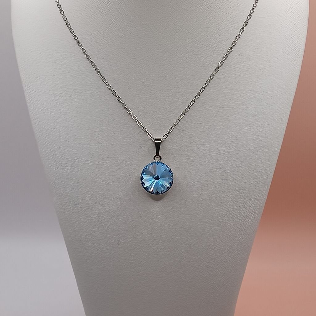 Χειροποίητο σετ με κρύσταλλα Swarovski σε χρώμα aquamarine - Image 4