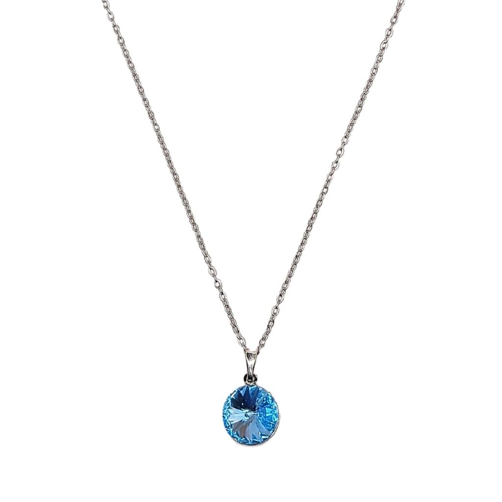 Χειροποίητο σετ με κρύσταλλα Swarovski σε χρώμα aquamarine - Image 2