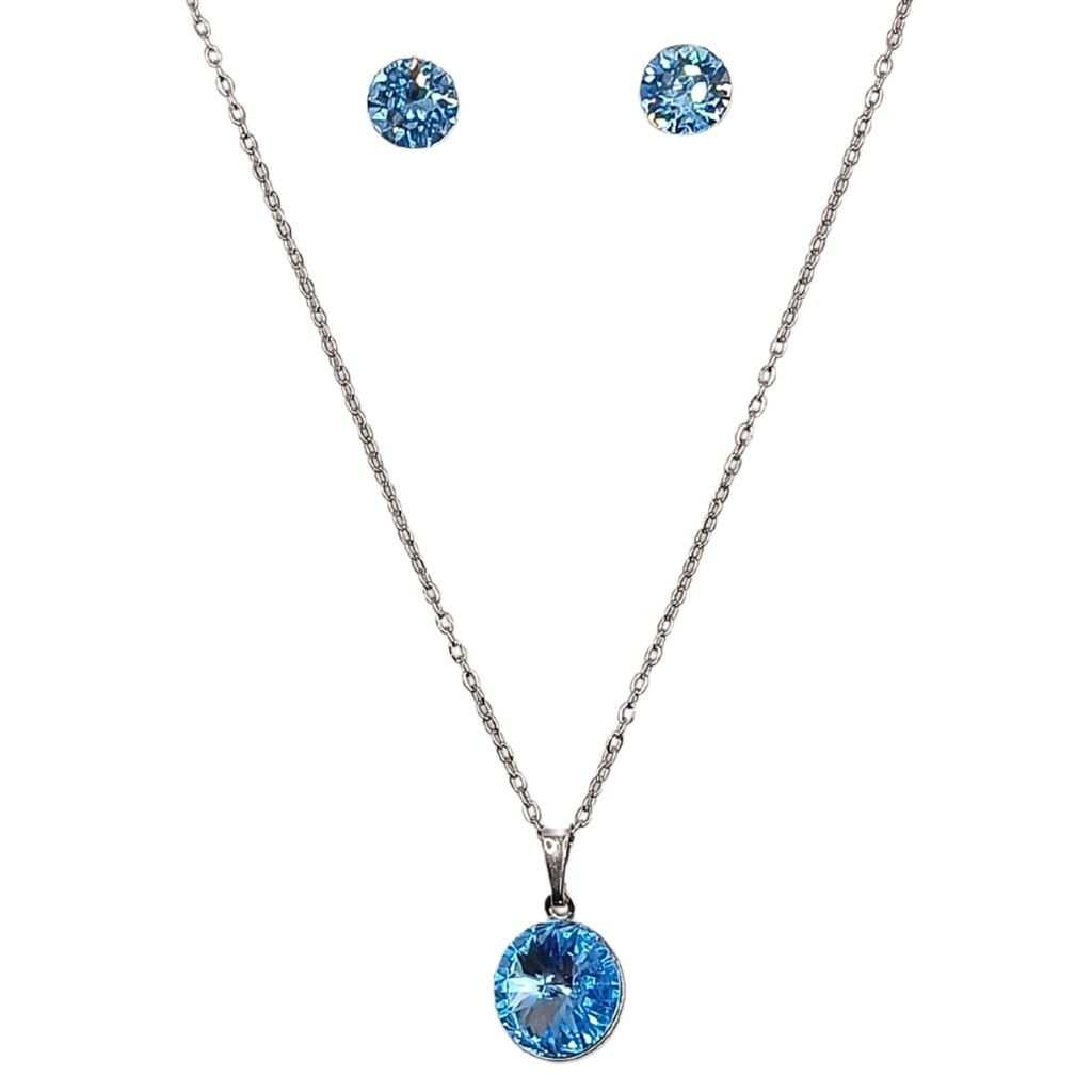 Χειροποίητο σετ με κρύσταλλα Swarovski σε χρώμα aquamarine