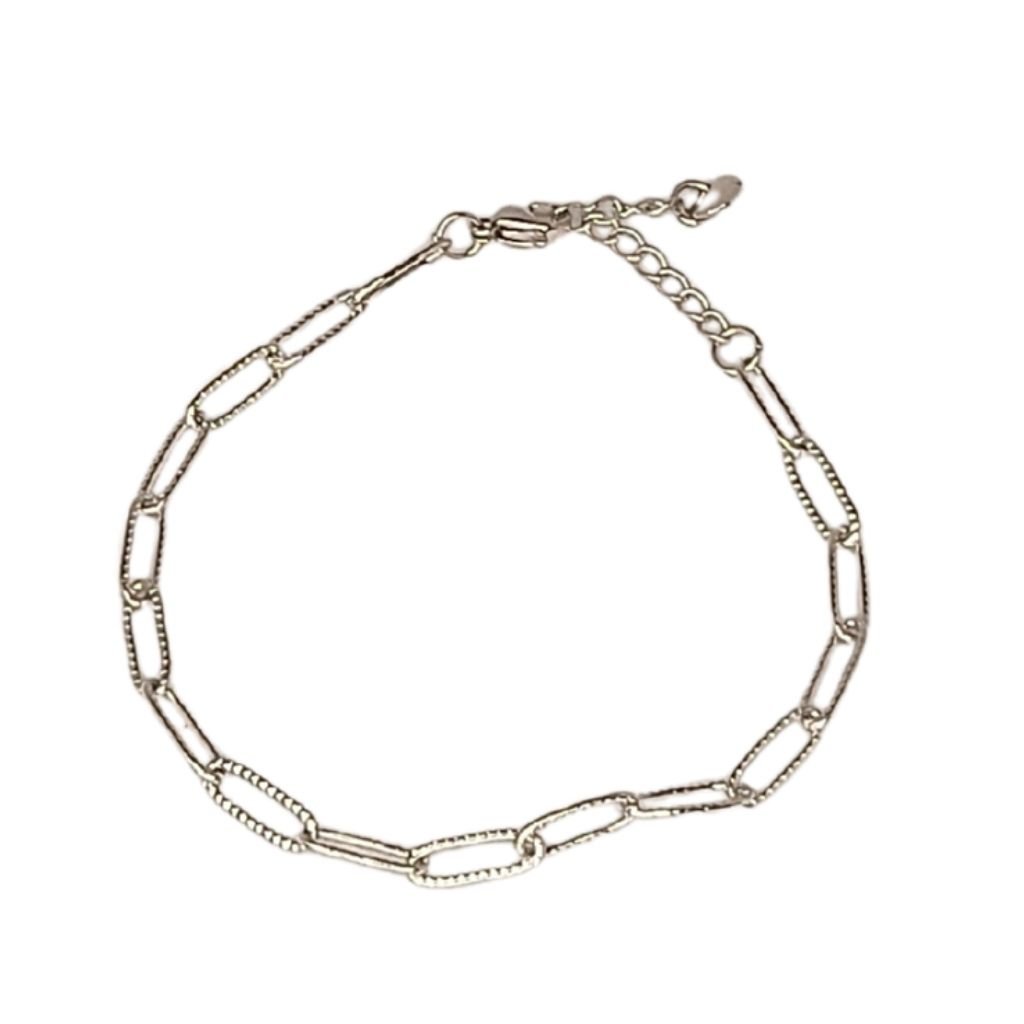 Ατσάλινο Βραχιόλι Λεπτή Αλυσίδα Paperclip σε Ασημί - Image 2