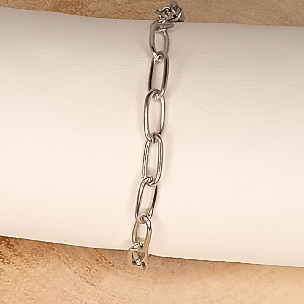 Ατσάλινο Βραχιόλι Paperclip σε Ασημί