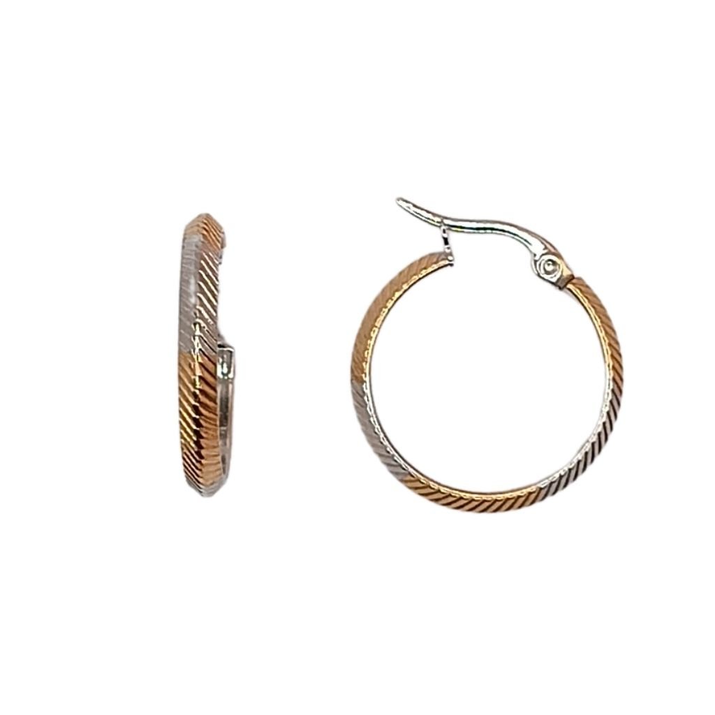 Ατσάλινα Σκουλαρίκια Κρίκοι Δίχρωμοι – 2 εκ. - Image 2