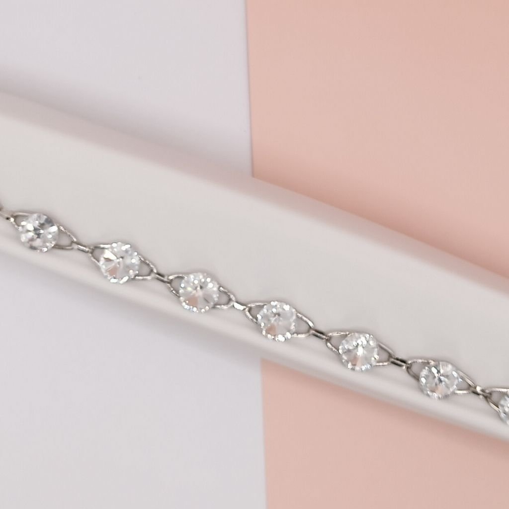 Βραχιόλι Ορείχαλκος Ασημί με Swarovski Κρύσταλλα - Image 3