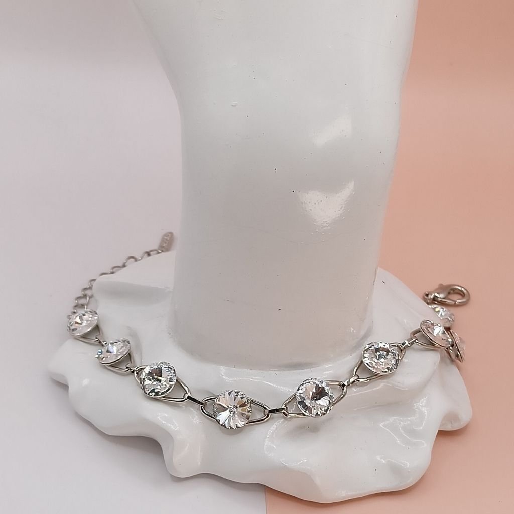 Βραχιόλι Ορείχαλκος Ασημί με Swarovski Κρύσταλλα
