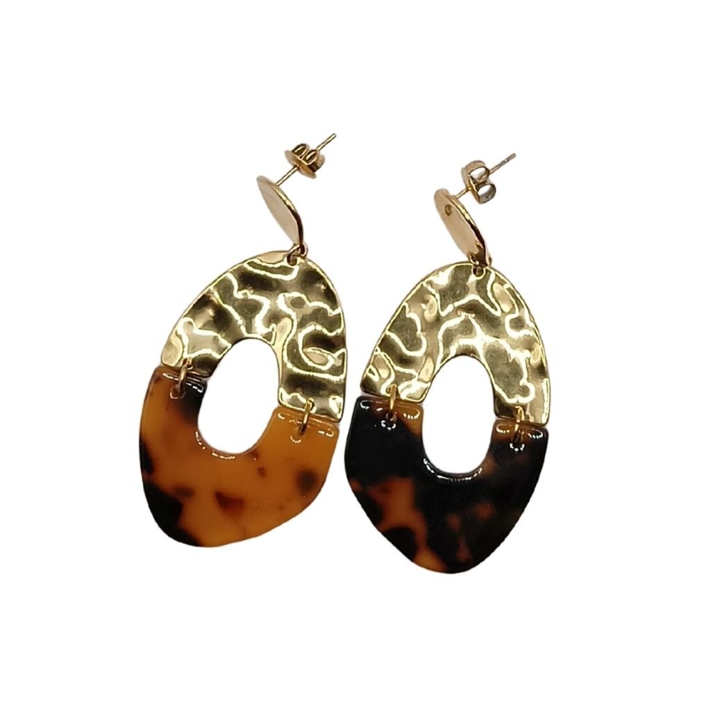 Ατσάλινα Σκουλαρίκια Κρεμαστά Οβάλ Λεοπάρ - Image 2