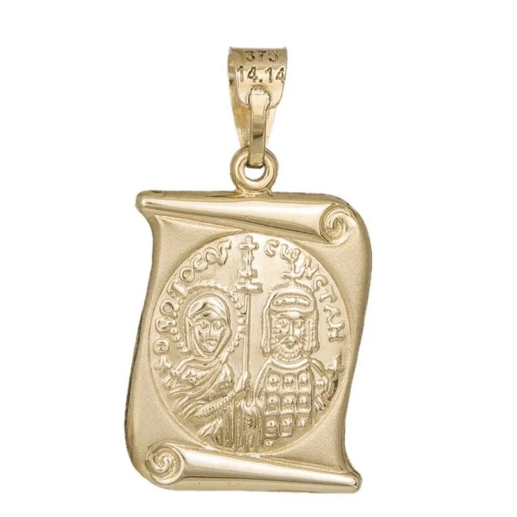 Χρυσό δίχρωμο φυλαχτό Κ9 Βρεφοκρατούσα σε πάπυρο - Image 2