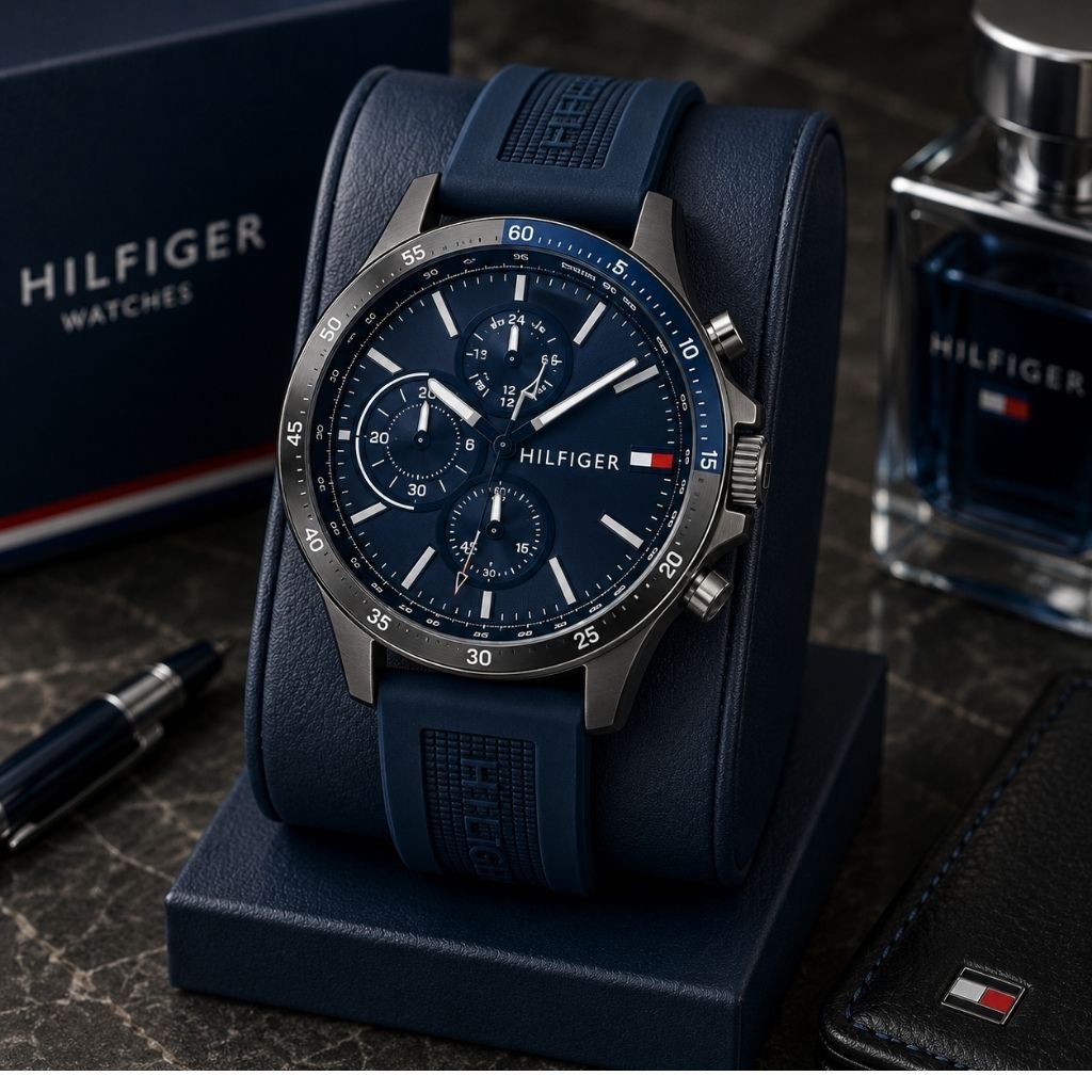 Ανδρικό ρολόι Tommy Hilfiger μπλε με λουράκι σιλικόνης