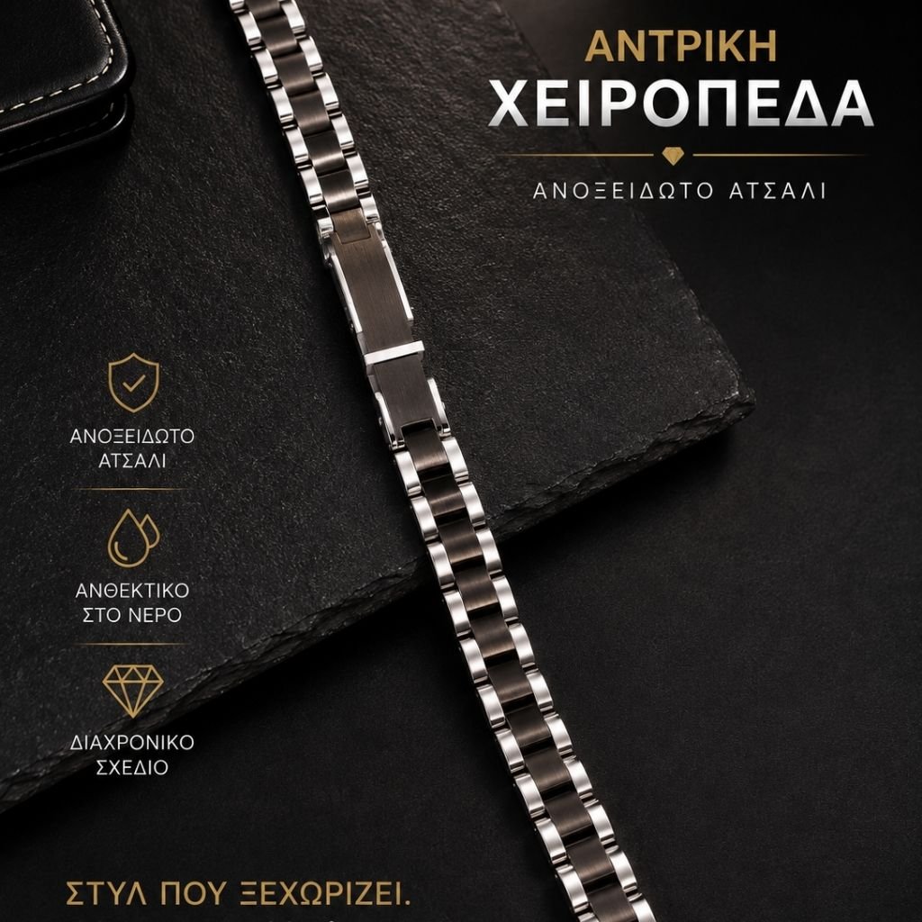 Ανδρική Δίχρωμη Ατσάλινη Χειροπέδα με Ταυτότητα