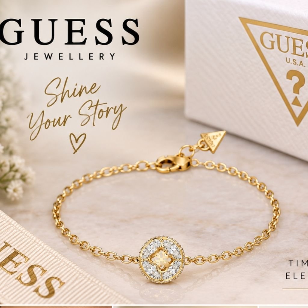 GUESS STEEL 4G SUPREME JUBB06397JWYGL Βραχιόλι Χρυσό Με Σχέδιο Με Πέτρα
