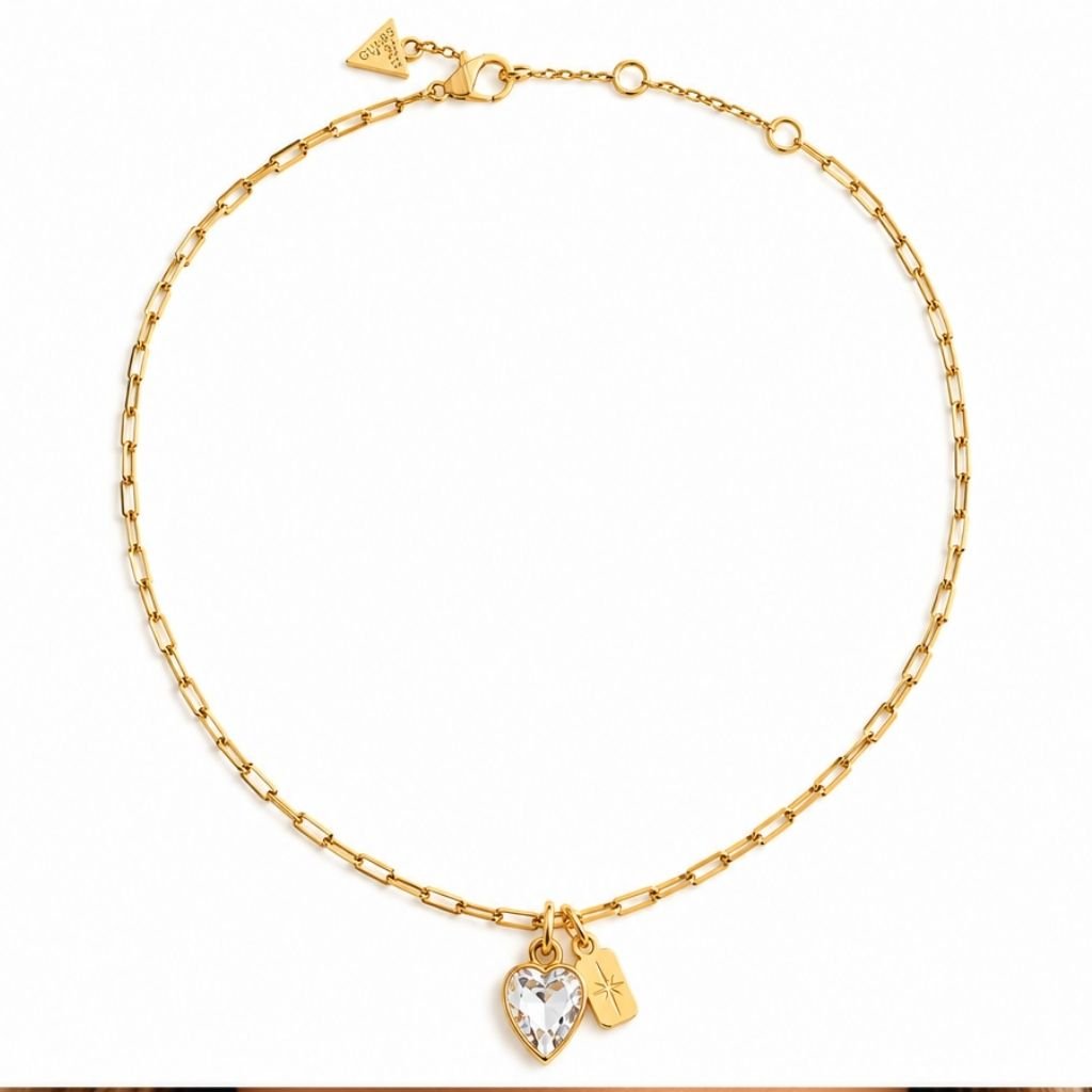 GUESS STEEL CRYSTAL LOVE JUBN06359JWYGT/U Κολιέ Χρυσό Με Καρδιά - Image 2