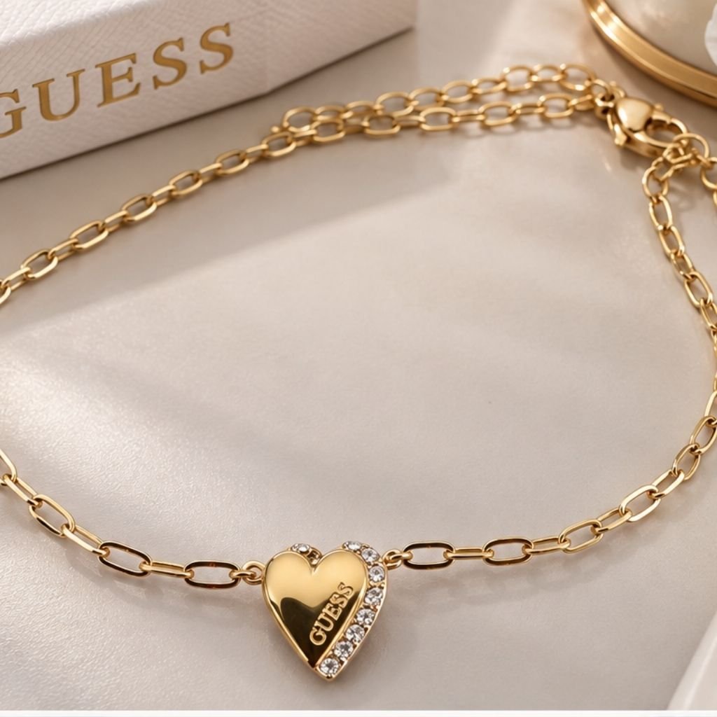 Κολιέ GUESS με Καρδιά & Ζιργκόν – Χρυσό